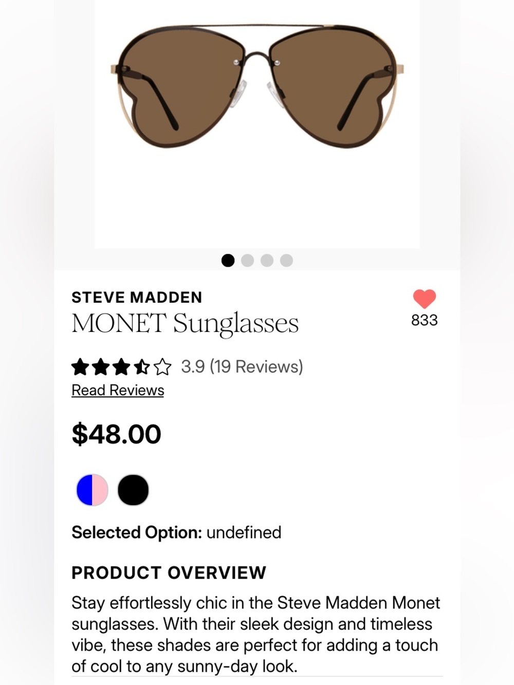 Steve Madden Heart-Shaped Sunglasses — NEW! Brown/Gold Frame Aviator Sunglasses - Picture 5 of 7